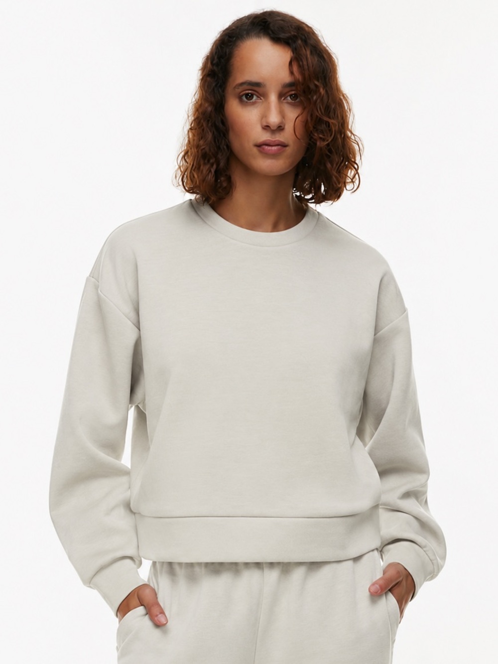 Aritzia Babaton Smooth Plush Origin Sweater Matte Pearl Pullover Sweatshirt S